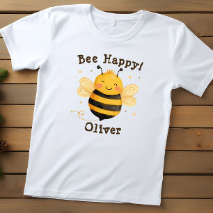 Cute Chubby Bumblebee "Bee Happy"  Toddler T-Shirt