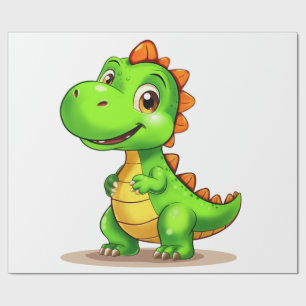 Cute Chubby Cartoon Dinosaur Wrapping Paper
