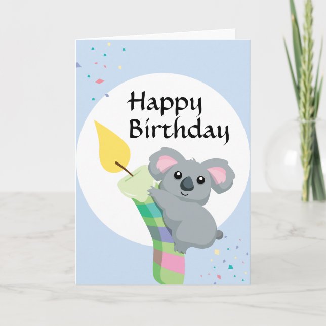 Cute Chubby cartoon Koala illustration birthday Card (Front)