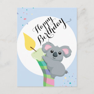 Cute Chubby cartoon Koala illustration birthday Postcard