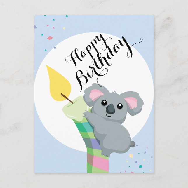 Cute Chubby cartoon Koala illustration birthday Postcard (Front)