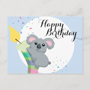 Cute Chubby cartoon Koala illustration birthday Postcard