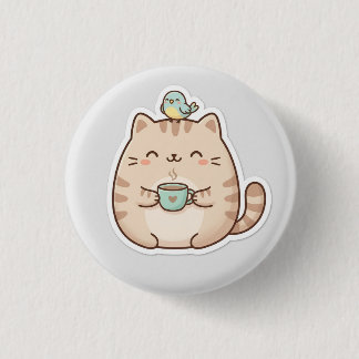 Cute Chubby Cat Coffee 3 Cm Round Badge