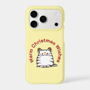 Cute Chubby Cat Two Christmas Hats Warm Wishes