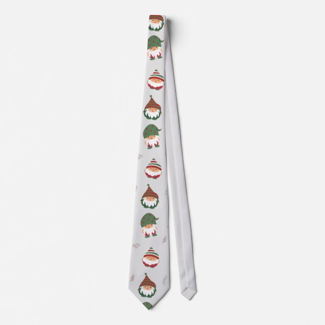 Cute Chubby Christmas Elves Pattern Tie (Front)