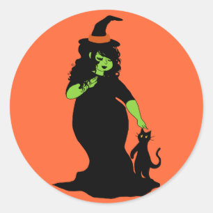 Cute Chubby Green Witch Classic Round Sticker
