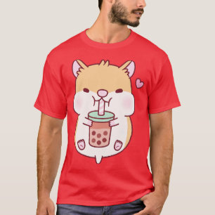 Cute Chubby Hamster Loves Bubble Tea T-Shirt