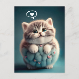 Cute Chubby Kitten Loves You Postcard