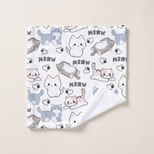 Cute Chubby Kittens and Meow Hearts Bath Towel Set