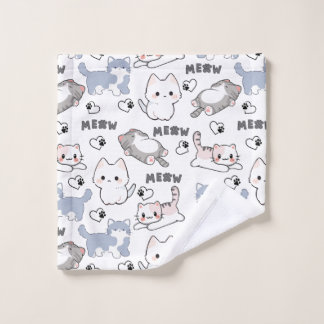 Cute Chubby Kittens and Meow Hearts Bath Towel Set