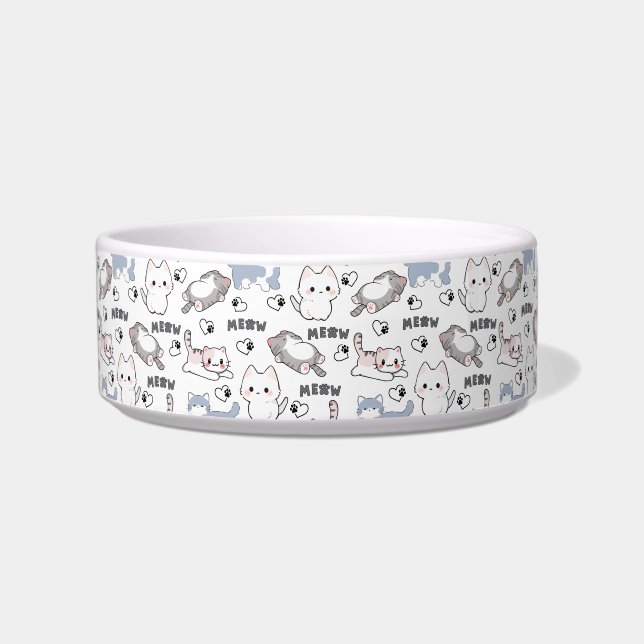 Cute Chubby Kittens and Meow Hearts Bowl (Front)