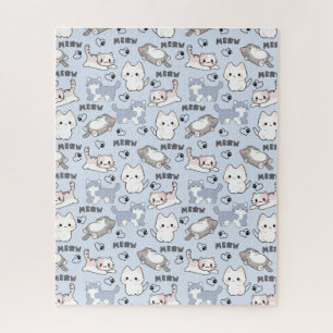 Cute Chubby Kittens and Meow Hearts Jigsaw Puzzle