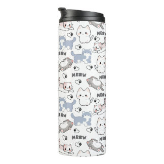 Cute Chubby Kittens and Meow Hearts Thermal Tumbler