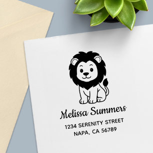 Cute Chubby Lion Address Self-inking Stamp