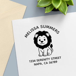 Cute Chubby Lion Arch Address Self-inking Stamp