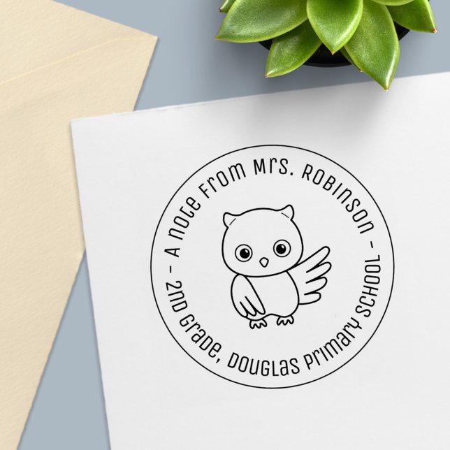 Cute Chubby Owl School Teacher Note 1 Self-inking Stamp (Creator Uploaded)