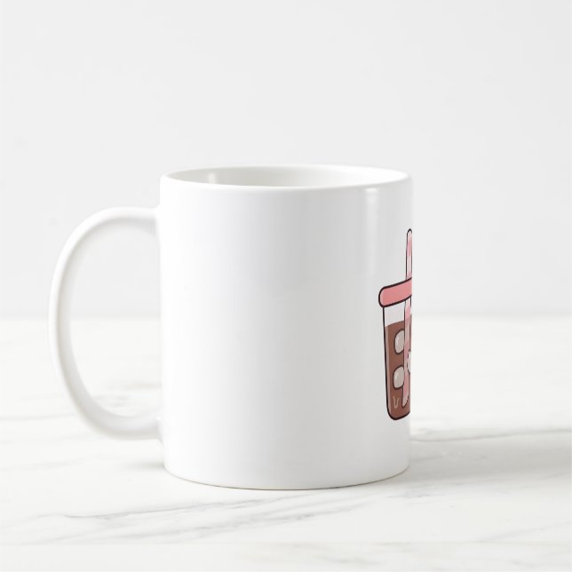 Cute Chubby Panda Bear Hugging Iced Coffee Mug (Left)