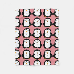 Cute Chubby Penguin Image Pattern Fleece Blanket