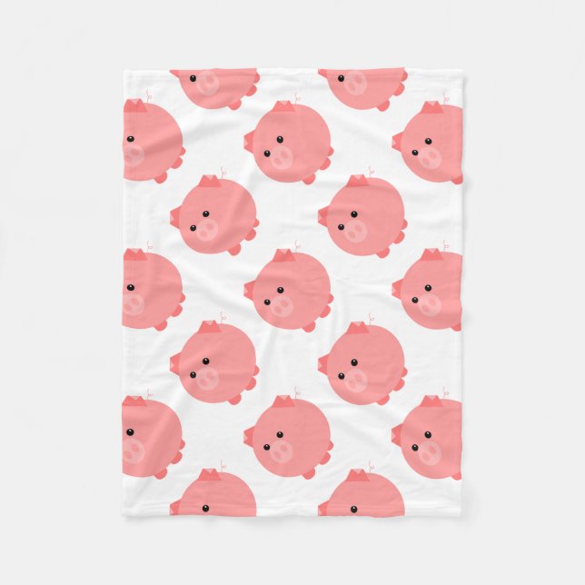 Cute Chubby Pig Fleece Blanket (Front)