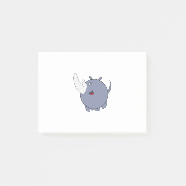 Cute Chubby Rhinoceros Post-it Notes (Front)
