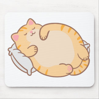 Cute Chubby Sleeping Orange Tabby Cat Pillow Mouse Mat