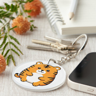 Cute Chubby Tiger Cartoon Key Ring