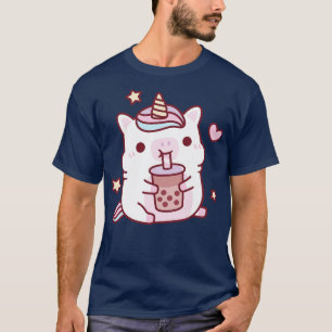 Cute Chubby Unicorn Love Boba Milk Tea T-Shirt