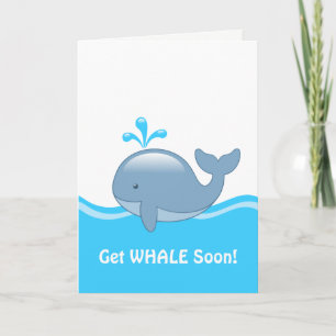 Cute Chubby Whale - Get WHALE (Well) Soon Blank Card