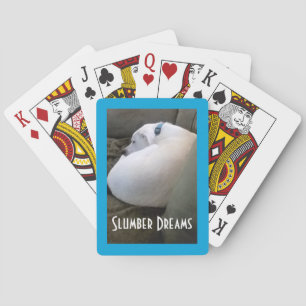 Cute Chubby White Sleeping Puppy Dog Slumber Party Playing Cards