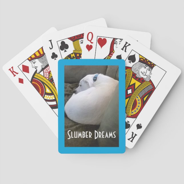 Cute Chubby White Sleeping Puppy Dog Slumber Party Playing Cards (Back)
