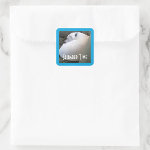 Cute Chubby White Sleeping Puppy Dog Slumber Party Square Sticker