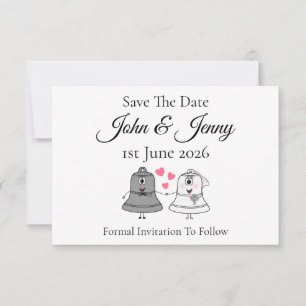 Cute Church Bells Wedding Save The Date