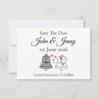 Cute Church Bells Wedding Save The Date