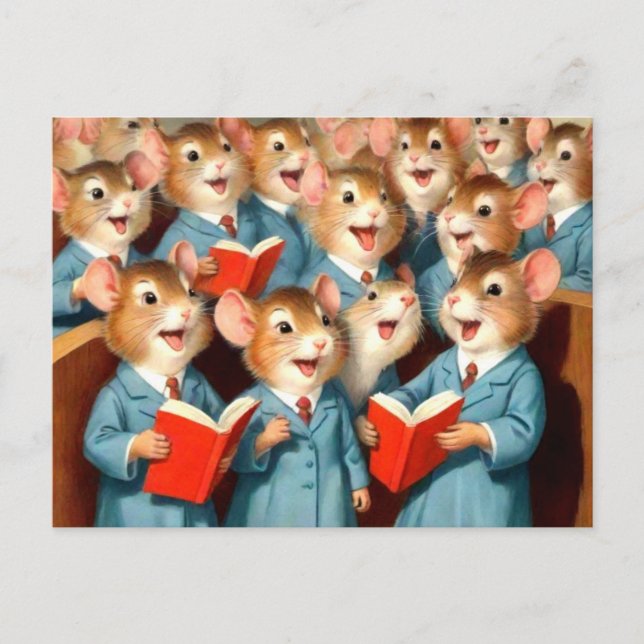 Cute Church Choir Mice Postcard (Front)