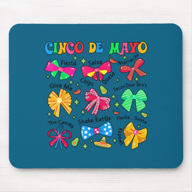 Cute cinco de mayo coquette bow nacho average mouse mat (Front)