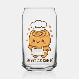 "Cute Cinnamon Roll Chef – Kawaii Baking Design Can Glass