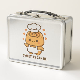 "Cute Cinnamon Roll Chef – Kawaii Baking Design" Metal Lunch Box