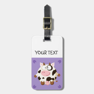 Cute circle cow luggage tag