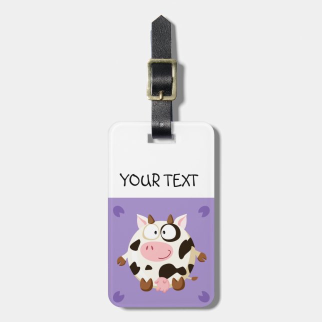 Cute circle cow luggage tag (Front Vertical)