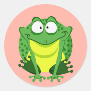 Cute circle frog classic round sticker
