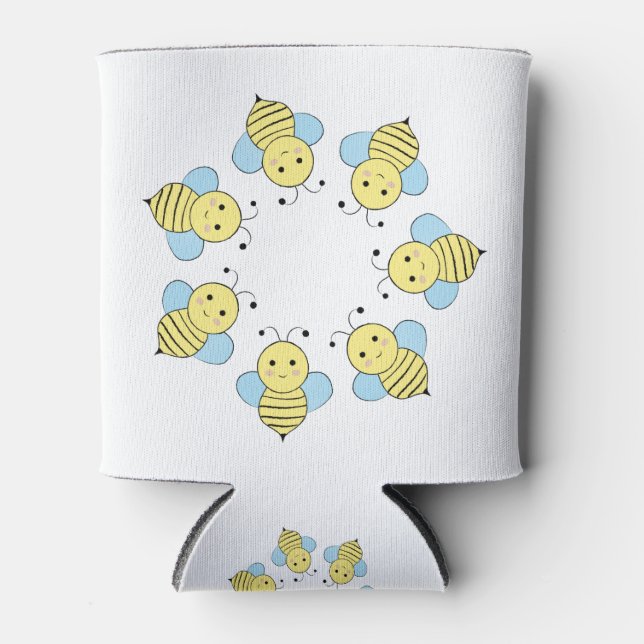 Cute Circle of Bees Can Cooler (Front)