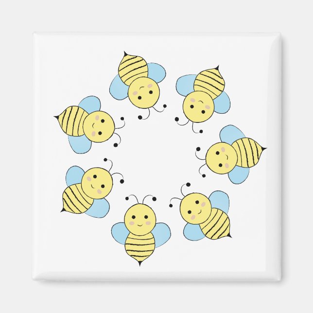 Cute Circle of Bees Magnet (Front)