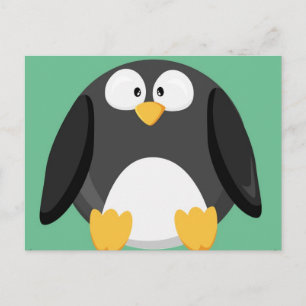 Cute circle penguin postcard