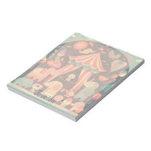 Cute Circus Animals Personalised Notepad