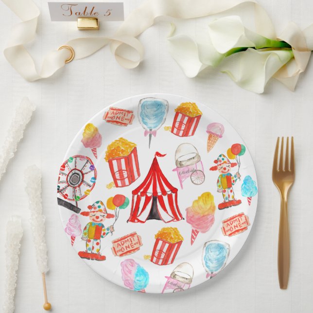 Cute Circus Carnival Festival Children Kids Party Paper Plate (Wedding)