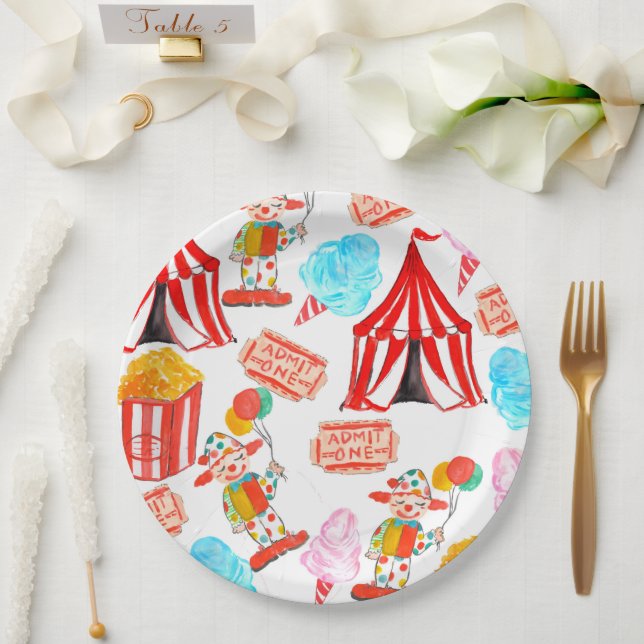 Cute Circus Carnival Festival Children Kids Party Paper Plate (Wedding)