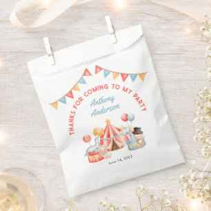 Cute Circus Carnival Fiesta 1st Birthday Thank You Favour Bags