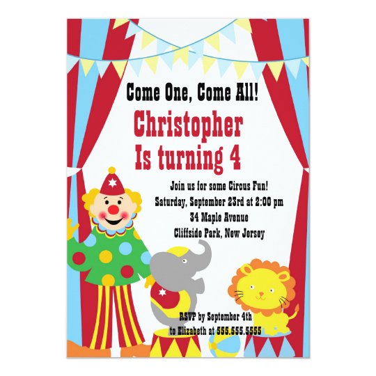 Cute Circus Clown Birthday Party Invitations | Zazzle.co.uk