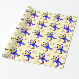 Cute Circus Clown Personalised Gift Wrapping Paper