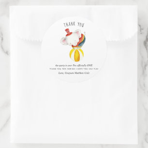 Cute Circus Elephant Party Favour Thank You Classic Round Sticker